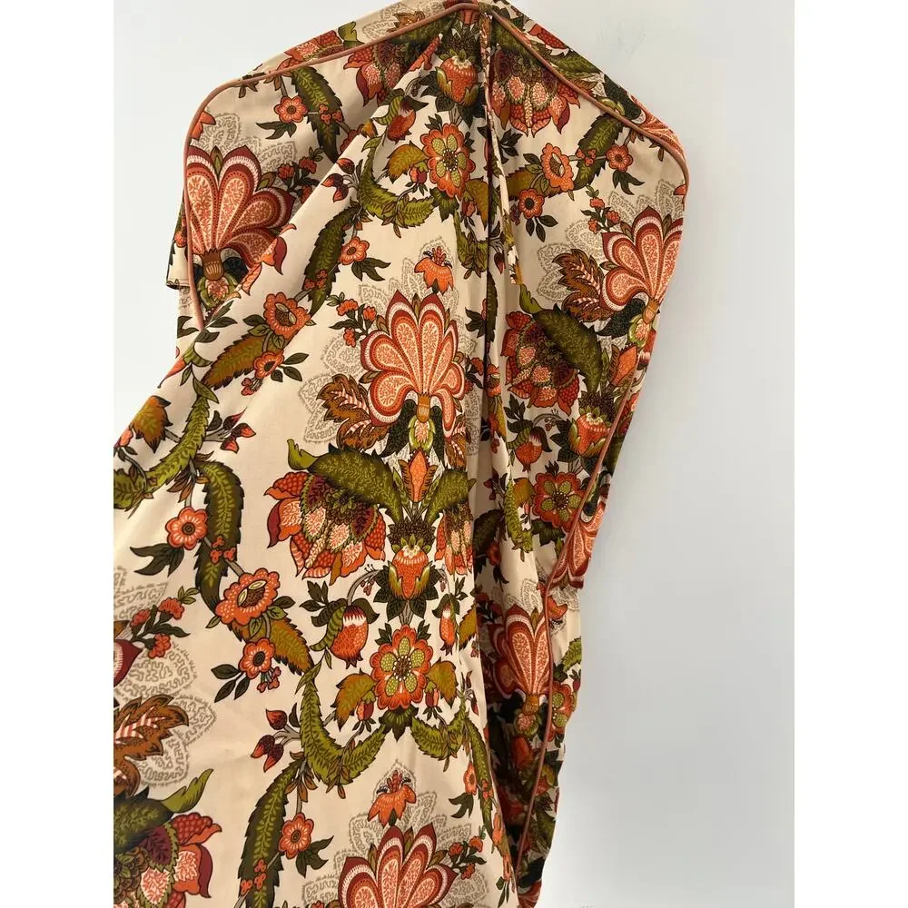 1970s Vintage Hanging Travel Garment Bag Orange & Green Floral JL